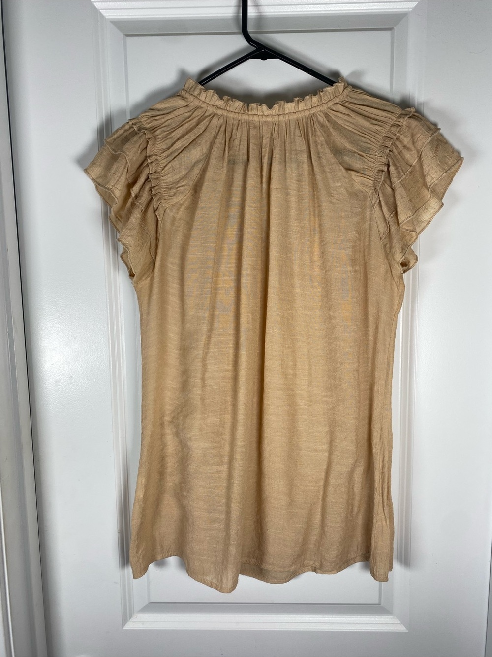 Boutique Soft Viscose Blend Textured Button Down Shirt - Beige - Size S"